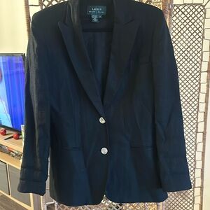 Lauren by Ralph Lauren Linen Blazer (size 8) in black